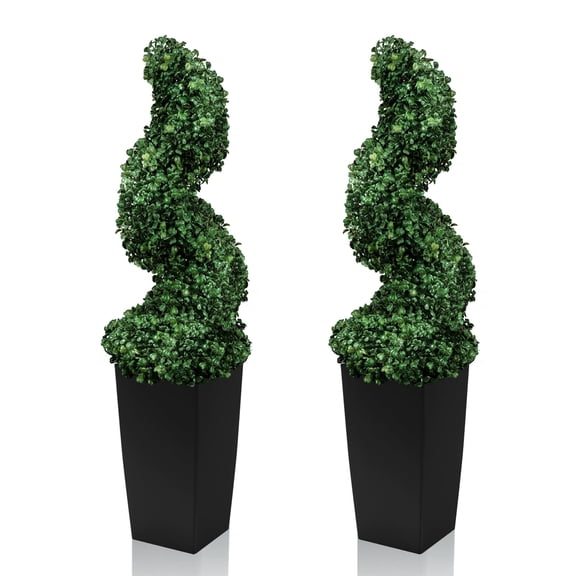 OLIVIVI Artificial Topiary Tree 2.6FT Tall Faux Silk Plant for Home Office Decor Indoor Outdoor Fake Lifelike Potted Tree with Wood Branches 2 pack