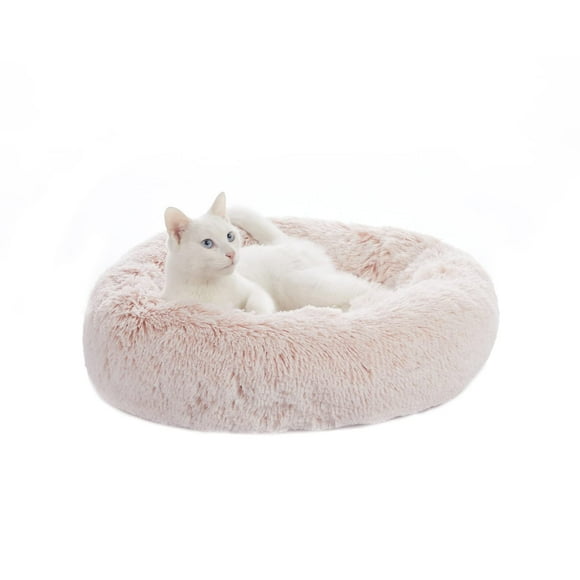 Cama para mascotas Bedfolks Calming Donut para perros y gatos pequeños, color rosa