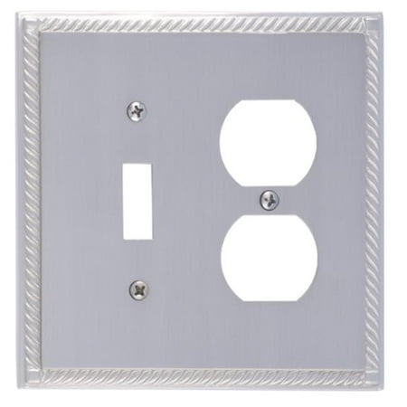 Satin Brass Double Handlebar - BRASS Accents M06-S8540-619 Georgian Switch & Outlet Double Combo Satin Nickel Switchplates