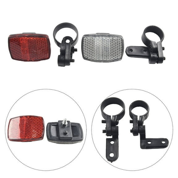 2Pcs Front&Rear Bike Bicycle Reflector Sets Red White Fixing Mounting Bracket Warning- Light Safety Len Bicycle Accessories 1 Pair Fangkenuo