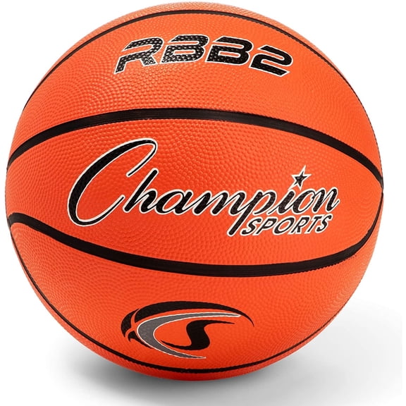 Champion Sports Rubber Junior Basketball, Heavy Duty - Pro-Style Basketballs, and Sizes - Premium Basketball Equipment, Indoor Outdoor - Physical Education Supplies (Size 5, Orange)