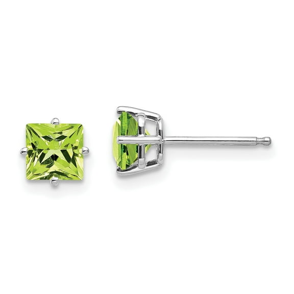 Primal Gold 14 Karat White Gold 5mm Square Step-cut Peridot Earrings