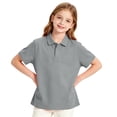thumbnail image 4 of Girls Polo Shirt with Collared Slim Fit Short Sleeve Golf Shirt Summer School Uniform for Girls,Gray 150, 4 of 7