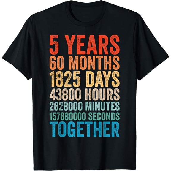 5 Year Anniversary Him Her Romantic Couple 5th Wedding T-Shirt