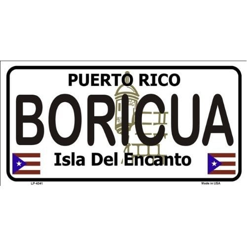 Boricua Puerto RICO Chrome Metal Auto License Plate Frame Car Tag Holder With Car Banner Flag