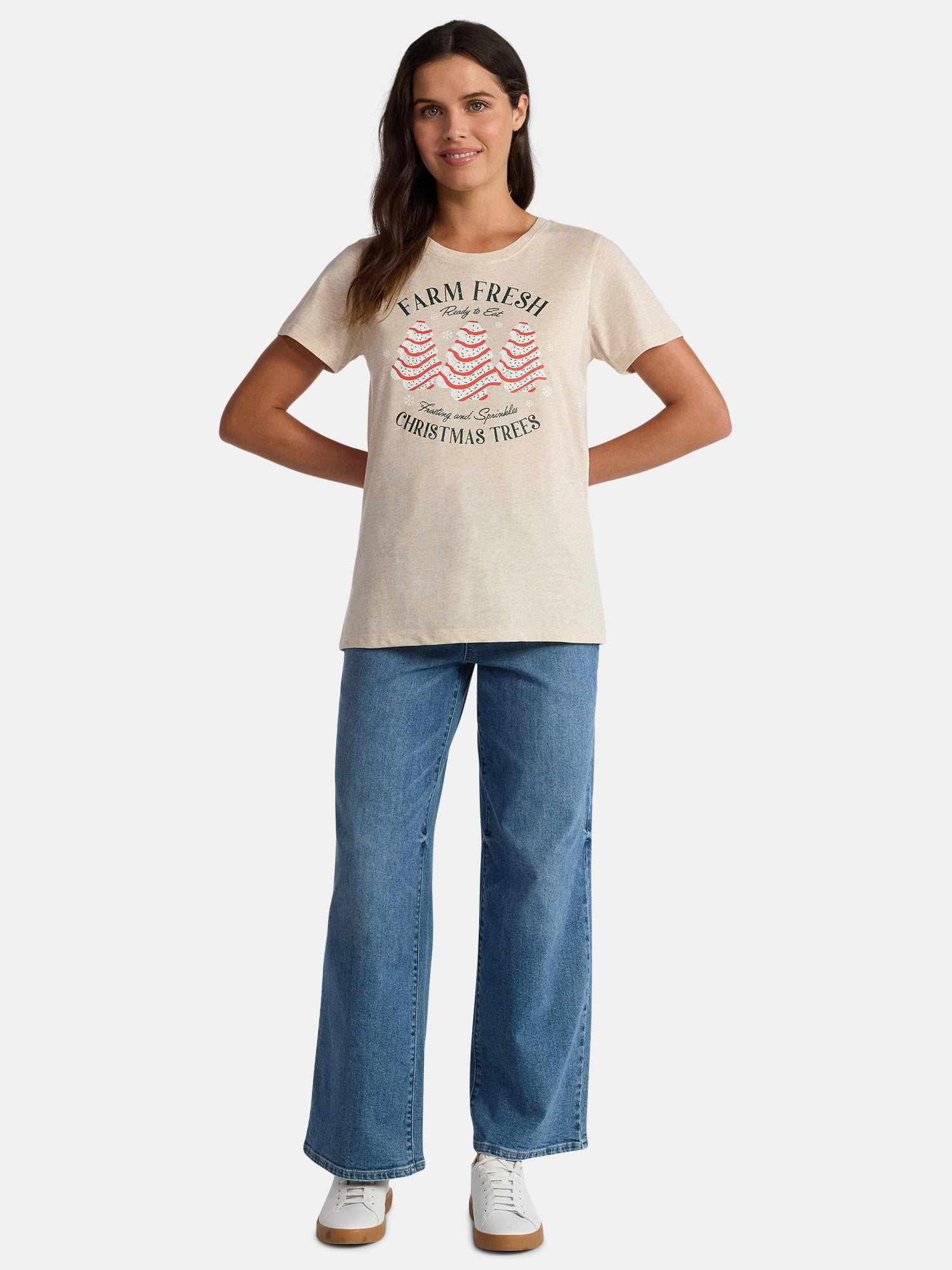 Christmas Women's Sprinkle Trees Graphic Tee from Holiday Time, Sizes S-XXXL