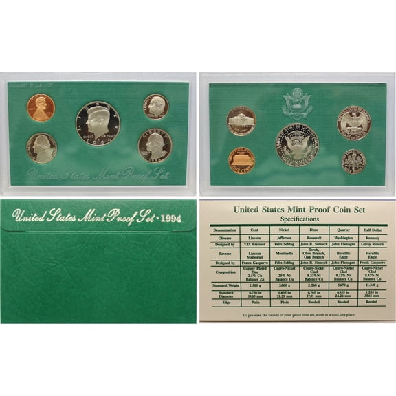 1994 Proof Set - U.S. Mint 5-Coin Set - Includes COA & OGP