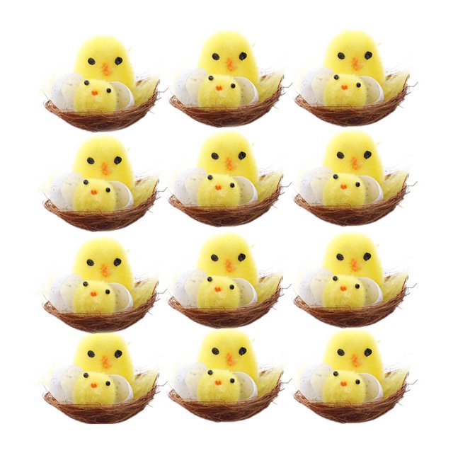 Mini modelo de decorativos de Pascua de 12 piezas, estatuilla de nido de huevos de Micro paisaje Estatuillas de lindos para