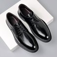 thumbnail image 6 of Men's Brown Polished Leather Plain Toe Derby Dress Shoes, 6 of 7