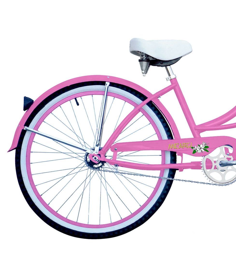 WonderWheels 26" Beach Cruiser Coaster Brake Stainless Steel Spokes One Piece Crank Alloy Pink Rims 36H W/ Fenders - Pink