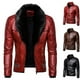 thumbnail image 4 of Chaqueta de cuero de motocicleta resistente al viento gruesa de algodón con remaches y cuello de piel desmontable estilo punk para hombre, 4 of 5
