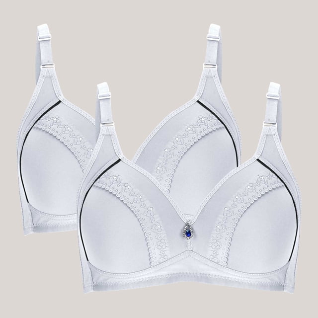 ylioge 2 Pack Wireless Bras for Women Plus Size M-5XL Push Up Bralettes Ladies Multipack Breathable Full Coverage Support Underwear Bra