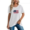 thumbnail image 2 of Women's 230g 100% Cotton Retro American Flag Printed T-Shirt, 2 of 17