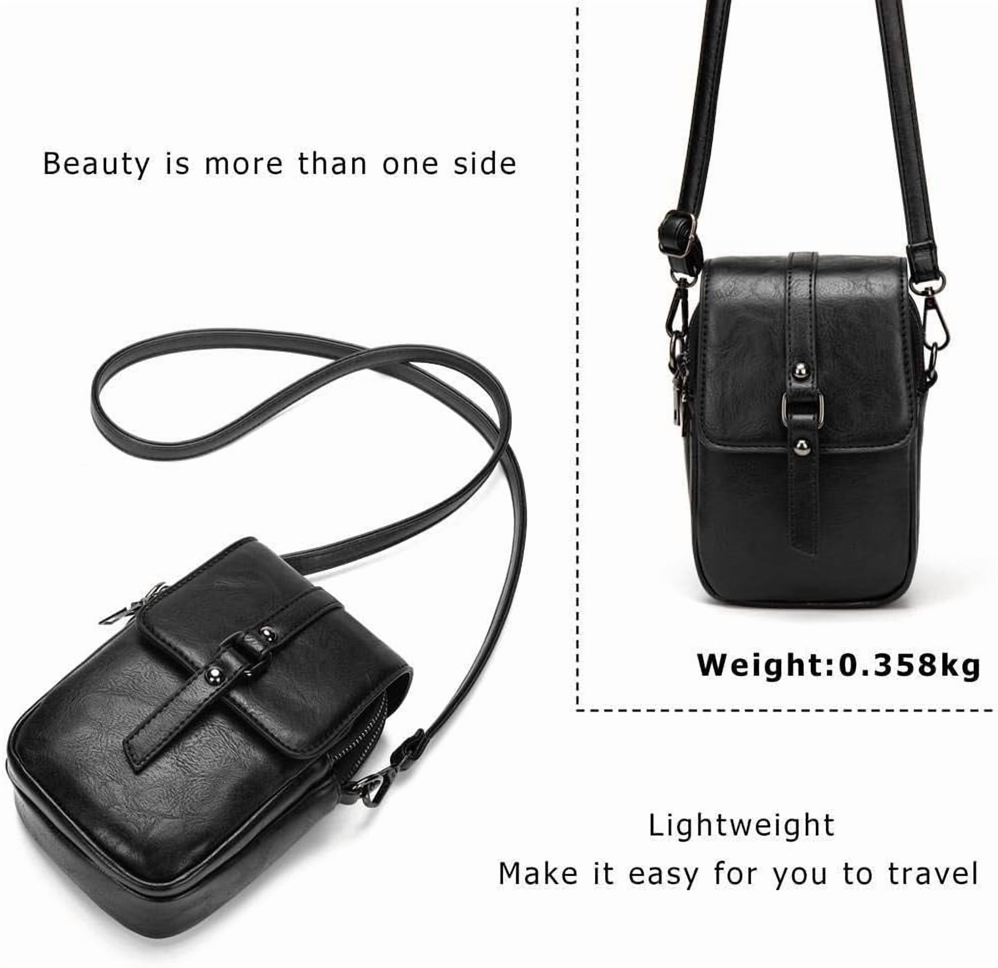 Vintage Crossbody Phone Bag for Women, Small Leather Shoulder Purse and Handbag with Tassel&Rivet Decoration