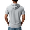 thumbnail image 5 of KXDMNE Mens Quick Dry Short Sleeve Hoodie - with Pocket Solid Color Moisture Wicking Pullover Athletic All Season Performance Workout Top, Light Gray, 3XL, 5 of 5