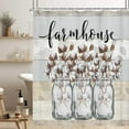 thumbnail image 2 of Farmhouse Floral RV Shower Curtain, Cotton Flower in Mason Jar Rustic Wooden Plank Camper Fabric Shower Curtain, Bathroom Curtains with Hooks Sets, 36x70inches, 2 of 6