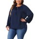 thumbnail image 4 of GRACE & GRANDEUR Blusas de Talla Grande para Mujeres Tops Casuales de Escote en V con Cordón de Manga Larga T Shirt Blusas 1X Azul Marino, 4 of 6