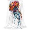 thumbnail image 2 of Fotbe Colorful Floral Jellyfish Manta de Franela Acolchonada con Estampado, Súper Suave y Esponjosa, Extra Grande para Sofá, Cama, Uso Todo el Año-60"x50", 2 of 7