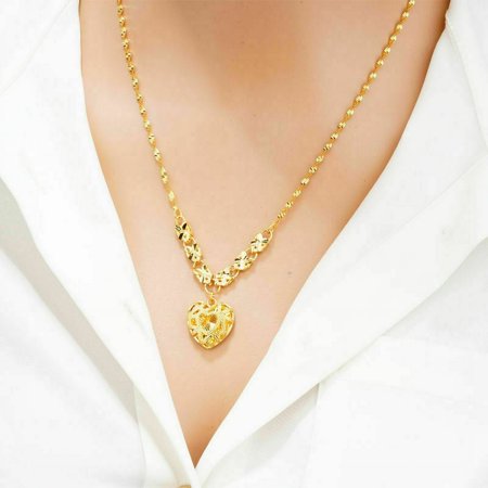 24k Yellow Gold Flower Necklace Women's Collarbone Chain 999 THAI BAHT Jewelry