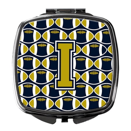 Letter I Football Blue and Gold Compact Mirror CJ1074-ISCM