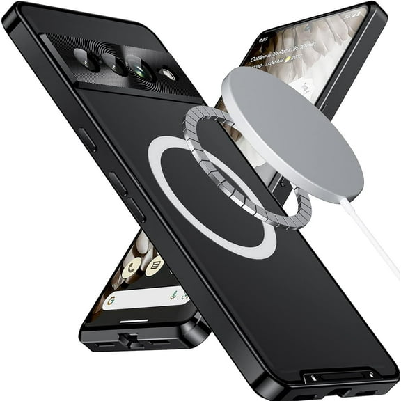 Compatible Google Pixel 7 Pro Case with Magnetic Adsorption & Safety Lock,Luxury Translucent Clear PC with Metal Black Cover Google Pixel Pro 7 Protective Phone Case for Google Pixel 7 Pro Case