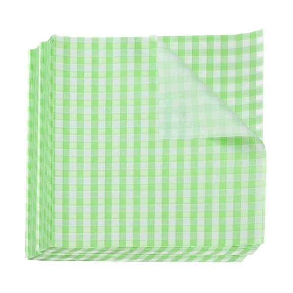 Uxcell 200pcs Square Checkered Wax Paper Sheets 7.09" x 7.09" for Sandwich Baking Paper, Green