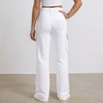 thumbnail image 4 of TOWED22 Girls' Sweatpants Straight Leg Drawstring Kids Joggers Open Bottom Baggy Teen Pants with Pockets(White,12-13 Y), 4 of 6