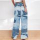 thumbnail image 2 of Pantalones de Cintura Alta de Pierna Ancha para Mujeres sin Posicionamiento Imprimido Cordón de Cintura Elástica Bolsillo Pantalones de Longitud Completa Verano Casual, 2 of 4