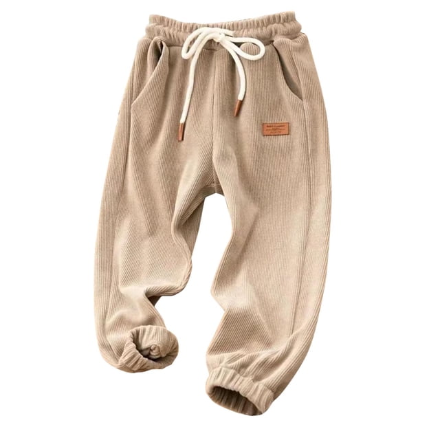 Odeerbi 4-13 Años Boys Corduroy Sweatpants Entrenamiento Deportes Jogger Pantalones Cintura Elástica Correa Suelta de Tobillo Joggers Con Bolsillos