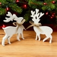 thumbnail image 4 of 2pcs Christmas White Wooden Reindeer Craft Decoration - Festive Figurine for Closet, Windowsill, Mantel, Tabletop, Home Holiday Decor to Enhance Christmas Vibe, White, 4 of 4