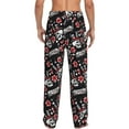 thumbnail image 3 of Uemuo Vintage Skull Casino Pattern Men's Wide Leg Palazzo Lounge Pants with Pockets Light Weight Loose Comfy Casual Pajama Pants-X-Large, 3 of 9
