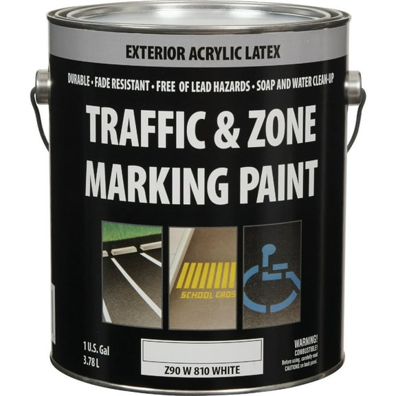 unknown Latex Traffic And Zone Marking Paint - Quick Drying, Flat, Exterior - 5 Gal, White Interior & Exterior Use, Professional Finish