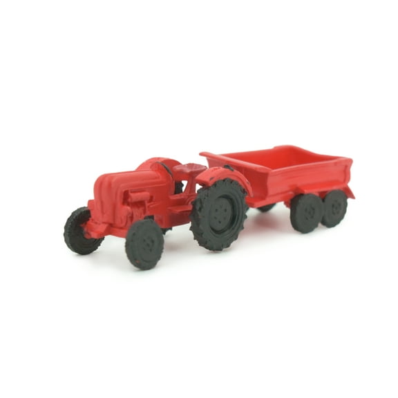 Tractor and Trailer, 2 Pieces, Farm, Very Nice, Plastic, Hand Painted, Realistic, Figure, Model, Replica, Toy, Kids, Educational, Gift, 4" F4257 B375