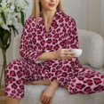 thumbnail image 6 of Haiem Rose Leopard Print Pattern Women’s Long-sleeve Sleepwear,Sleepwear Set,2-piece Loungewear Set,Soft PJs Comfy Nightwear with Pockets-, 6 of 7