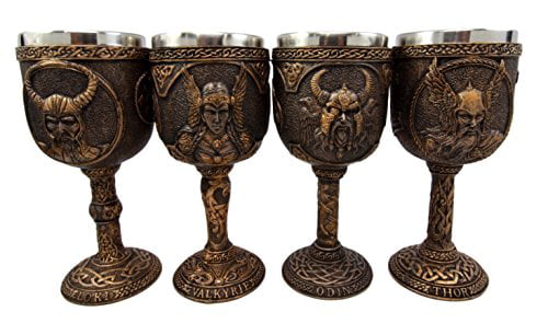 Ebros Gift Norse Mythology Viking Alfather Odin God Of Asgard 7oz Resin Wine Goblet Chalice With Stainless Steel Liner Asgardian Ruler Thor Loki Sleipnir Celtic Knotwork Base 