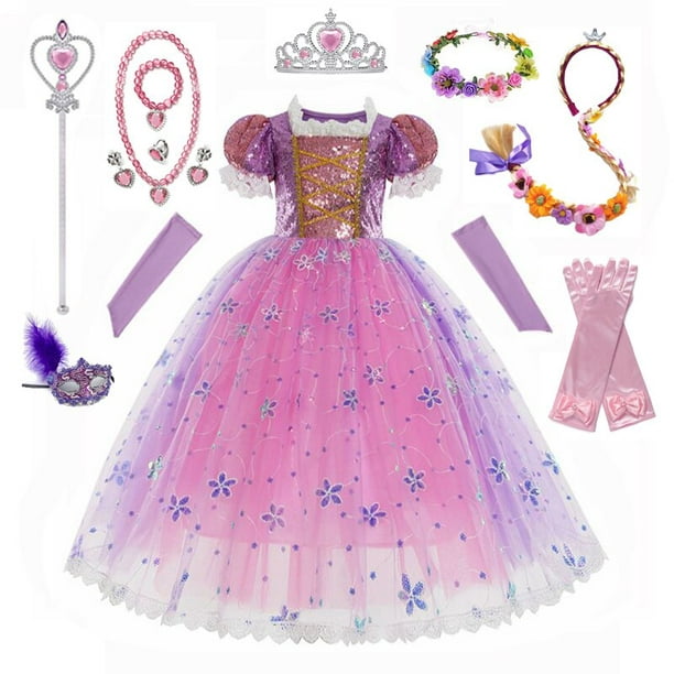 Disney enfants princesse raiponce robe petites filles fête d'anniversaire  emmêlé carnaval Cosplay déguisement Halloween déguisement 
