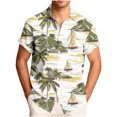 thumbnail image 2 of LODIENY Men's Hawaiian Shirt Funny Vintage Boho Floral Tropical Palm Tree Pattern Print Summer Beach Casual Short Sleeve Button Down Holiday Vacation Tees Tops Beige#01 XXXXL, 2 of 7