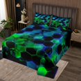 thumbnail image 2 of Erosebridal Geometric Hexagon Quilt Sets for Queen Size Bed,Gradient Bed Set,Neon Decor,Lightweight,3pcs, 2 of 5