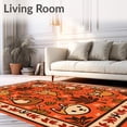 thumbnail image 2 of ODIKA 8'x10' Machine Washable Non-Slip Area Rug, Magical Woodland Critters Stitch Canvas Artwork High Traffic Rug, Orange, 726175, 2 of 5