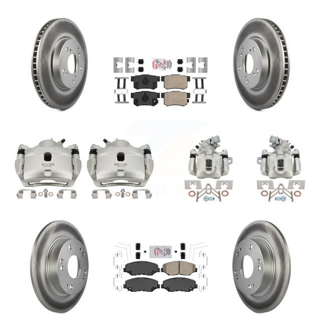 Transit Auto Front Rear Disc Brake Caliper Coated Rotors and Ceramic Pads Kit (10Pc) for Car 2015 Honda Civic EX with Coupe 1.8L Manual transmission KCG-101815N