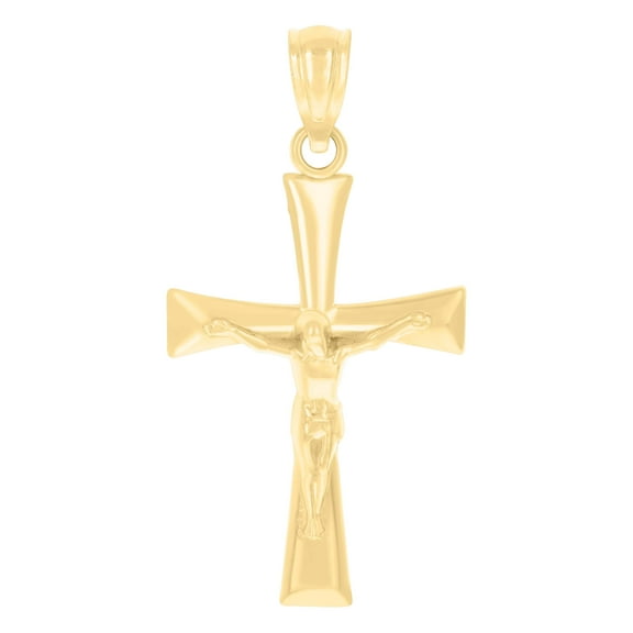 10kt Real Yellow Gold Unisex Cross Crucifix Religious Charm Pendant