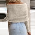 thumbnail image 4 of dGslk Womens Off Shoulder Sweater Wrap Knit Pullover Long Sleeve Casual Loose Fit Top for Autumn Winter Layering Style Beige L, 4 of 7