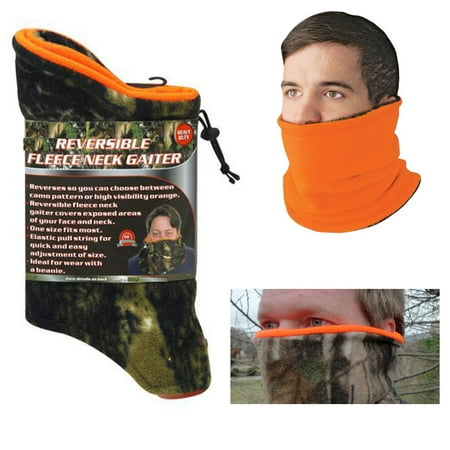 Camouflage Scarf - 1 Neck Gaiter Fleece Reversible Tube Warmer Camo Face Shield Mask Scarf Muffler