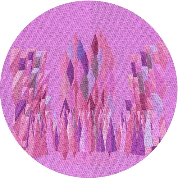 Ahgly Company Machine Washable Indoor Round Transitional Violet Purple Area Rugs, 5' Round