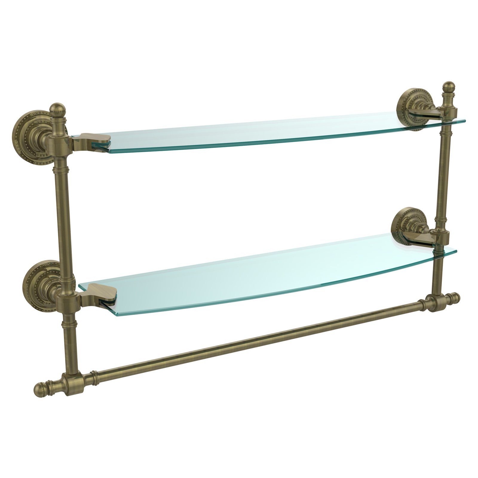 Retro Dot 24'' Two Tiered Glass Shelf with Towel Bar in Satin Nickel - image 2 of 2