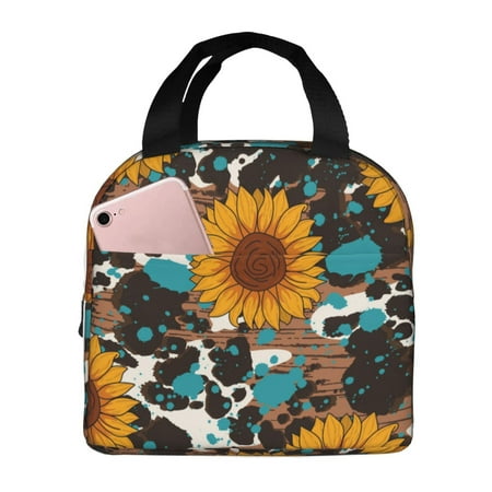 Insulated Lunch Bag for Women Men - Vintage Sunflowes Leakproof Cooler Lunch Box for Women Men  Lunch Tote Bags for Work School Picnic Travel