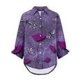 thumbnail image 4 of YLHFASHION Chemise à Imprimé Floral Rétro pour Femmes, Imprimé Géométrique Abstrait, Chemise à Imprimé Artistique, Chemise Décontractée à Imitation Ligne, Col en V, Rabais de 50 % Liquidation Chemises pour Femmes, 4 of 4
