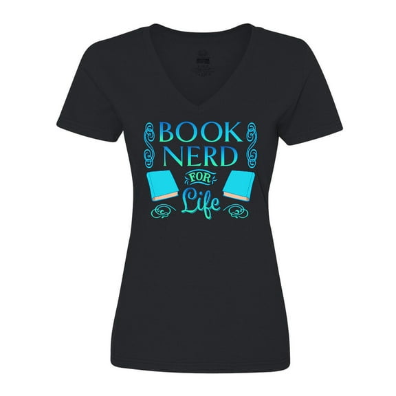 Inktastic Book Nerd for Life Women's V-Neck T-Shirt