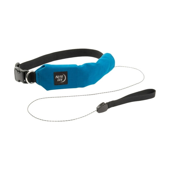 Nite Ize Raddog All-in-One Collar + Leash Combo, Dog Collar with Built-in Retractable Leash, Blue, Medium 16"-18"