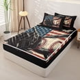 thumbnail image 2 of Castle Fairy Vintage Baseball Zipper Full Size Comforter Sets with Fitted Sheet and 2 Pillowcases, USA Flag Crossed Bat Zipper Bedding Set, Red White Blue,4pcs,Black Reversible, 2 of 6